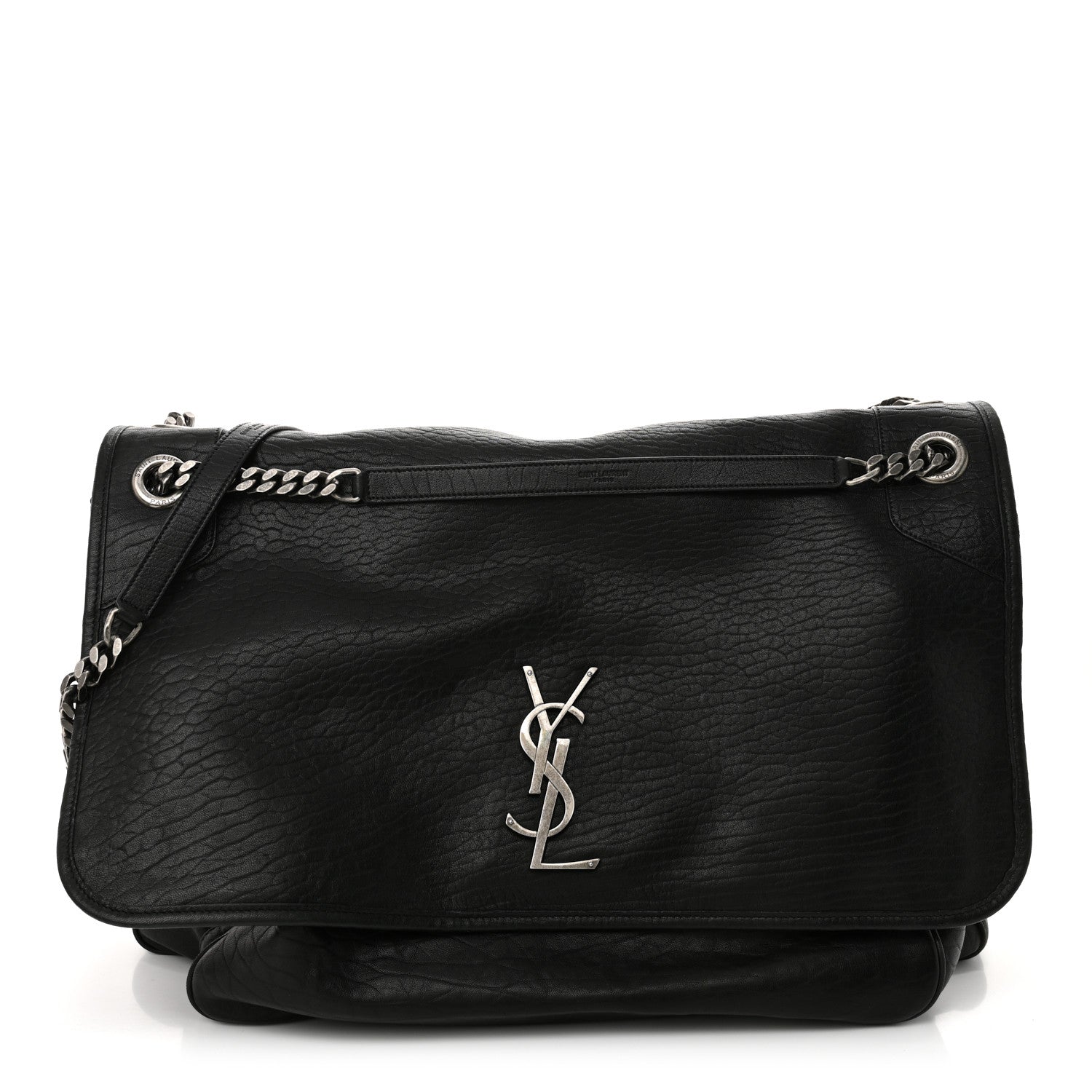 Saint Laurent Grained Lambskin Monogram Oversized Niki Chain Satchel Black 1 of 13