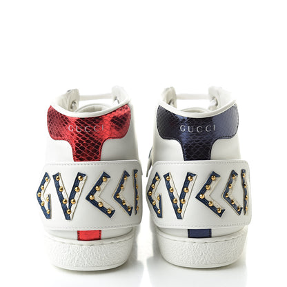 Gucci Calfskin Ayers Embroidered Web Mens Ace Removable Patches High Top Sneakers 7.5 White 7 of 13