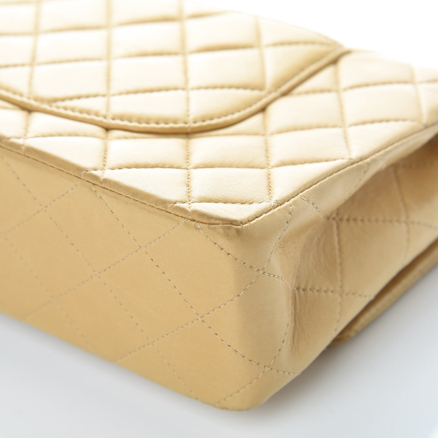Lambskin Quilted Medium Double Flap Beige