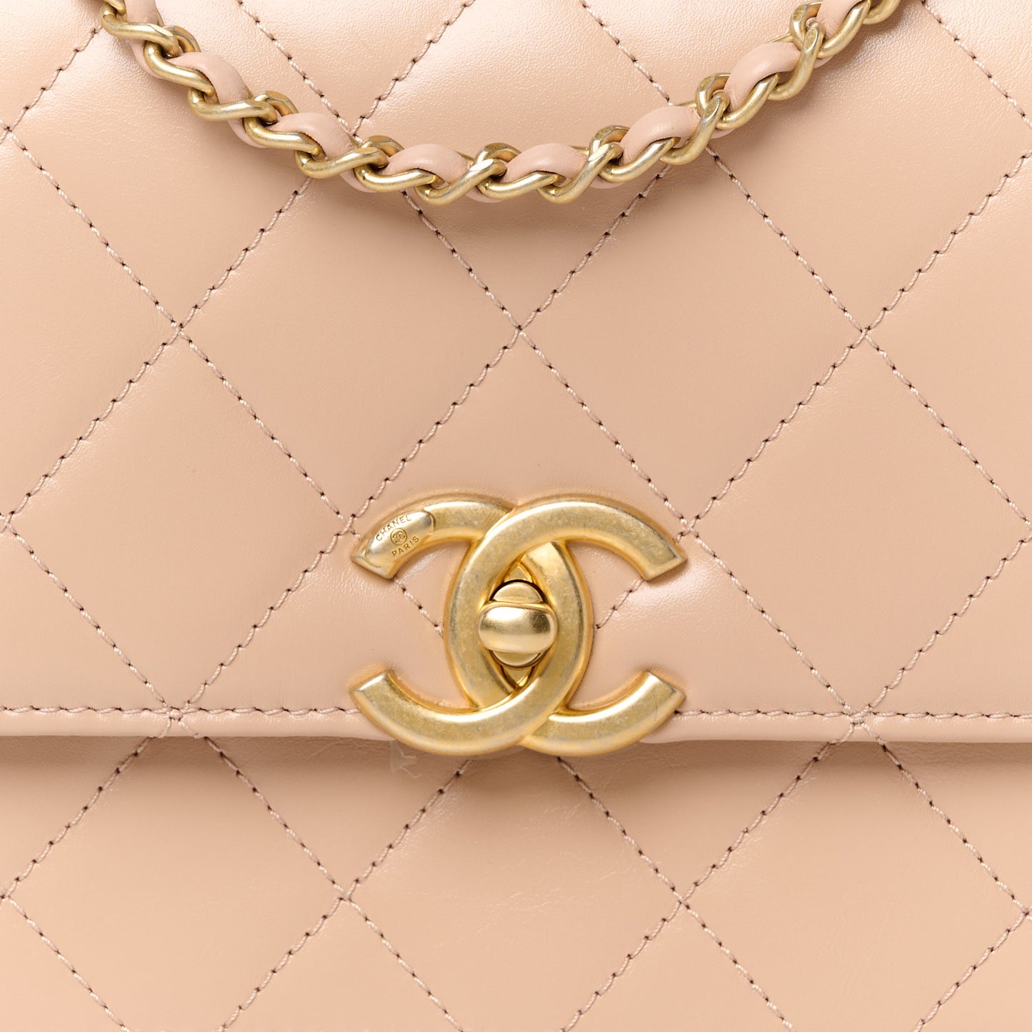 Calfskin Quilted Perfect Fit Flap Beige