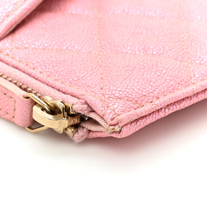 Chanel Iridescent Caviar Quilted Classic Flat Wallet Pouch Pink 10 of 11