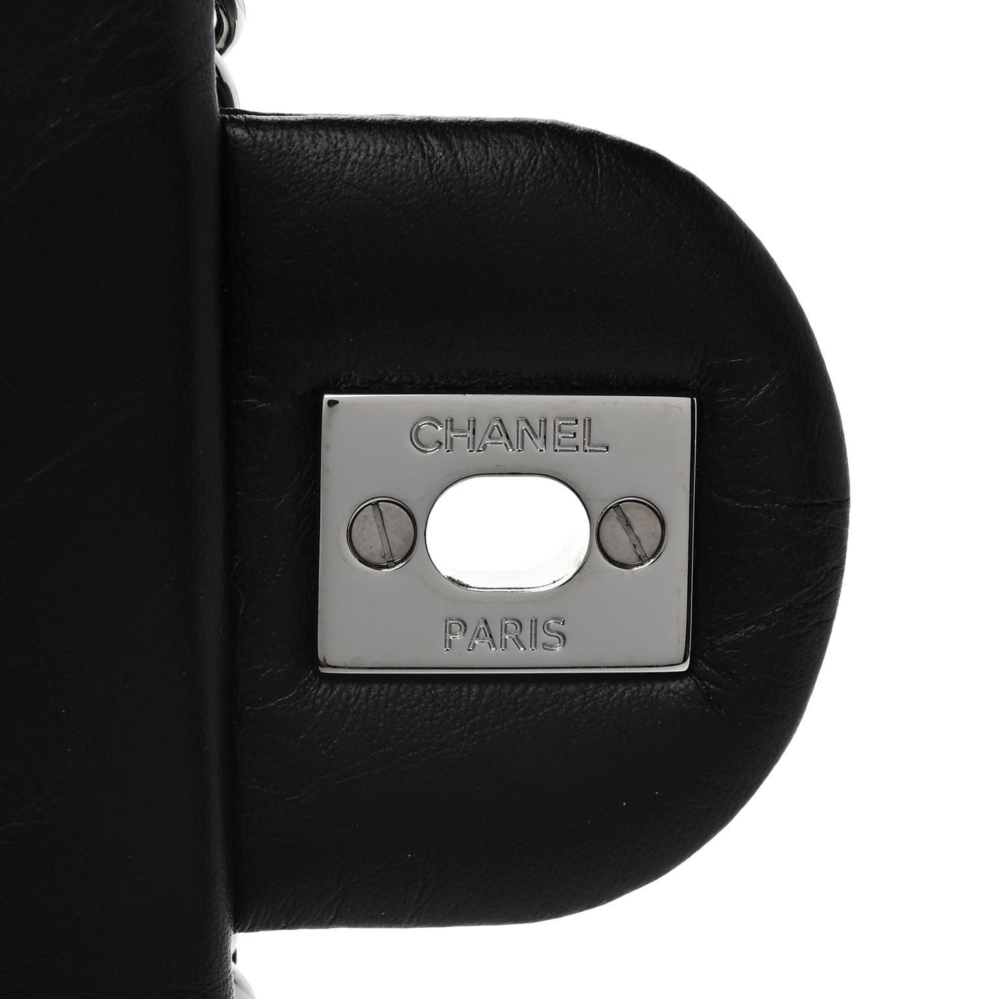 Crumpled Calfskin Quilted Large Chain All Over Flap Bag Black