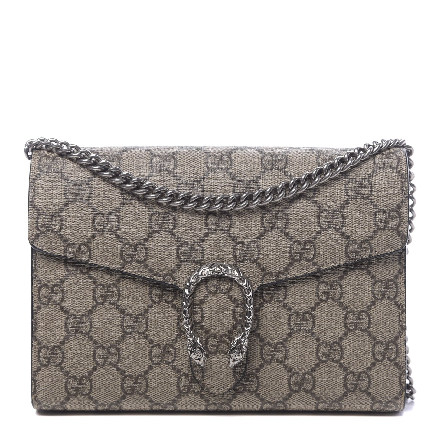 GG Supreme Monogram Mini Dionysus Chain Wallet Beige Black