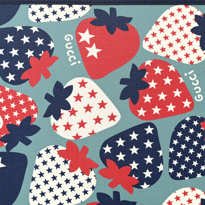 Gucci Coated Canvas Strawberry Stars Childrens Tote Red White Blue 8 of 13