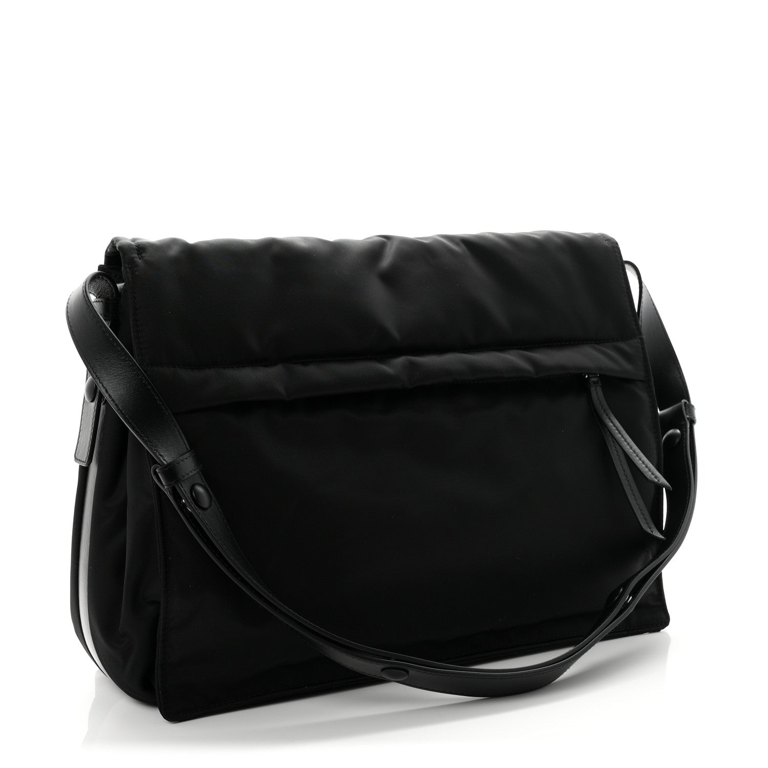 Prada Re-Nylon Vitello Padded Large Traveler Flap Shoulder Bag Black 2 of 10