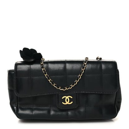 Chanel Lambskin Quilted Mini Chocolate Bar Camellia Flap Black 1 of 10
