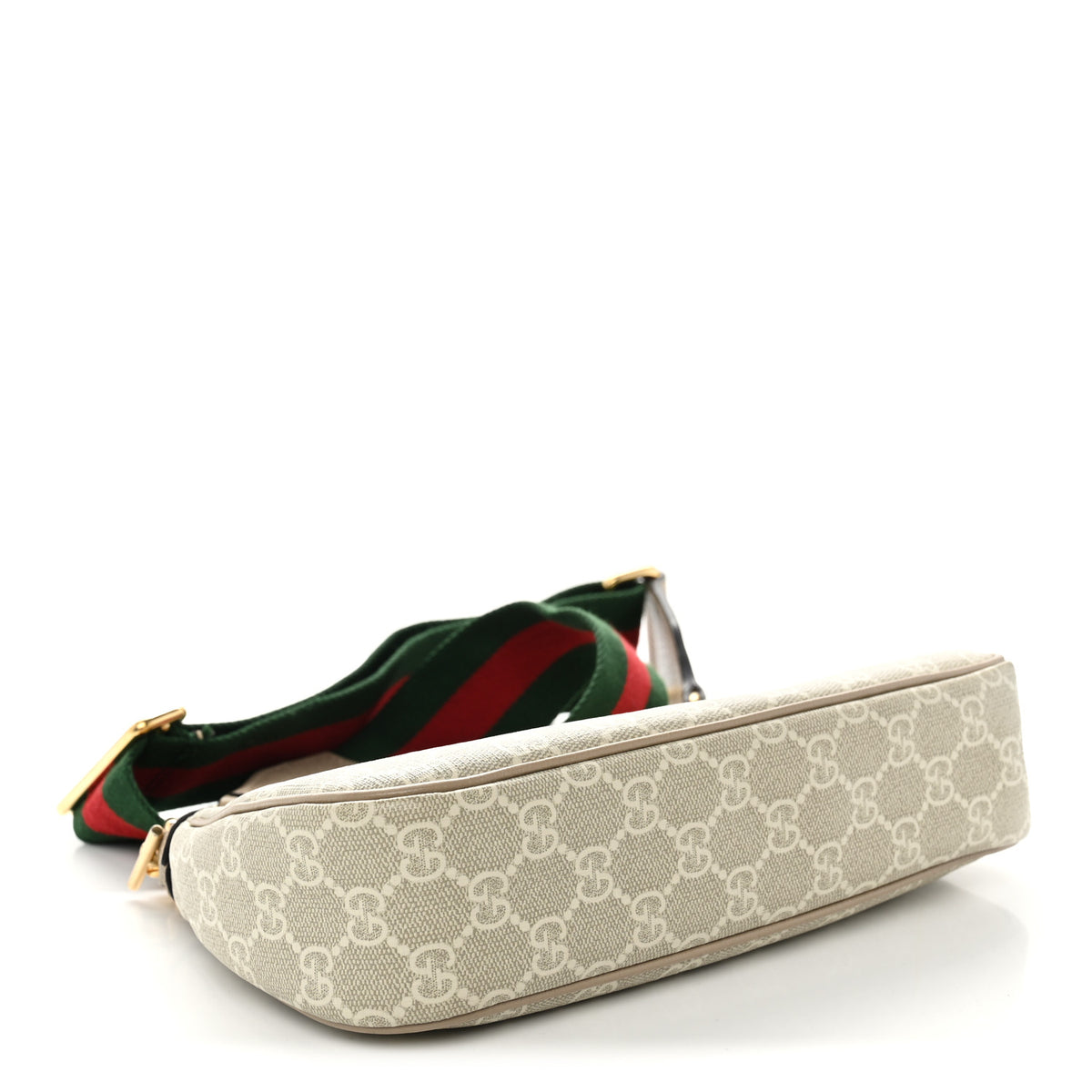 GG Supreme Monogram Textured Dollar Calfskin Web Small Ophidia GG Handbag Beige Mystic White Oatmeal