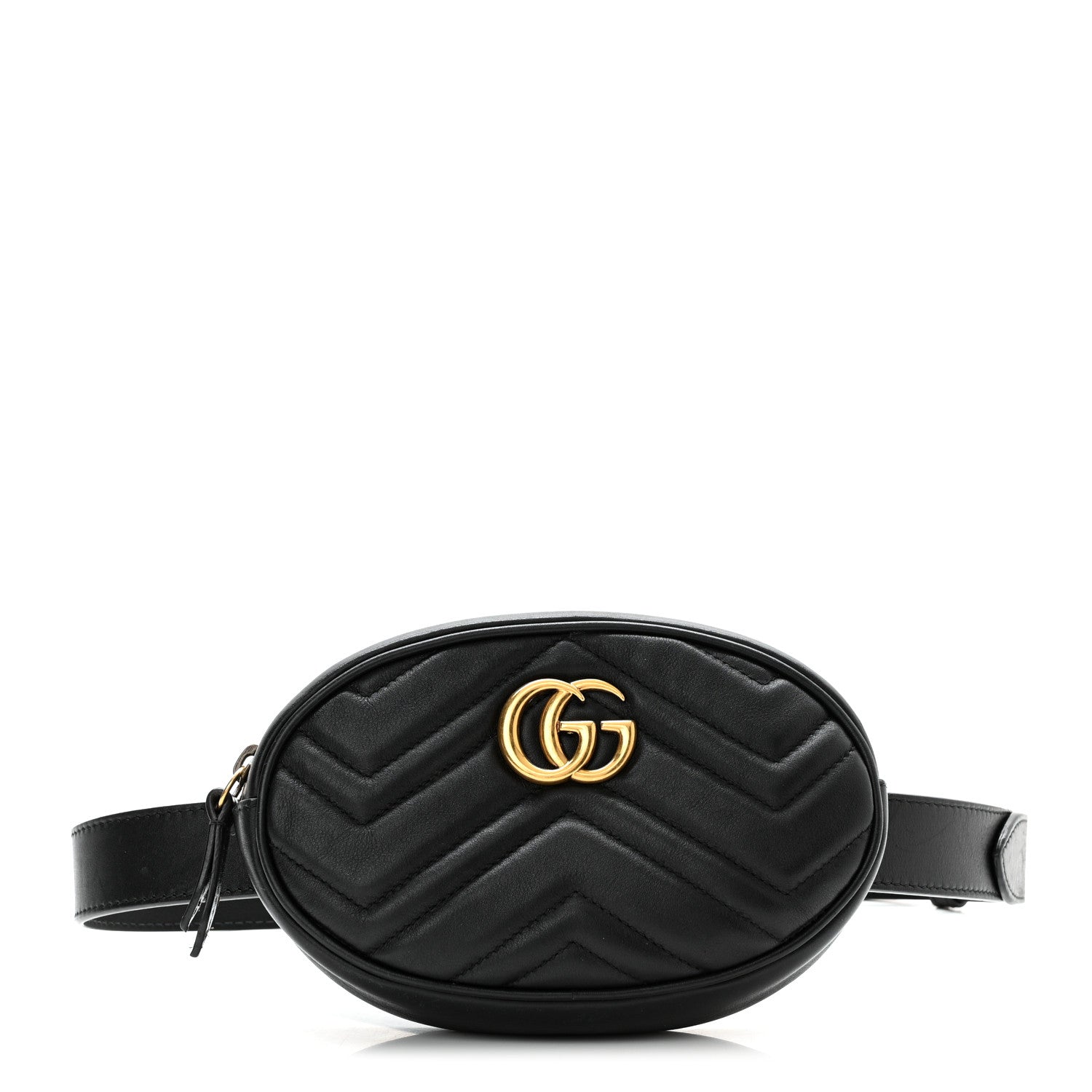Gucci Calfskin Matelasse GG Marmont Belt Bag 85 34 Black 1 of 11