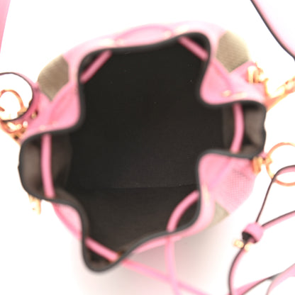 Fendi Raffia Vitello Seta F is Fendi Pequin Gingham Woven Mini Mon Tresor Bucket Bag Military Rosa Lollypop 5 of 10