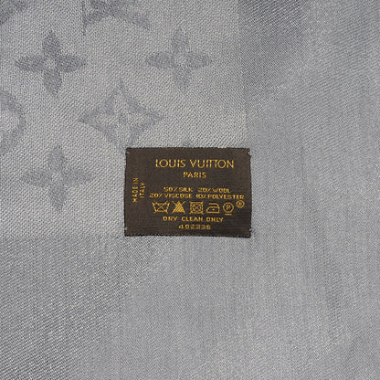 Louis Vuitton Silk Lurex Wool Monogram Shine Shawl Pearl Grey 5 of 5