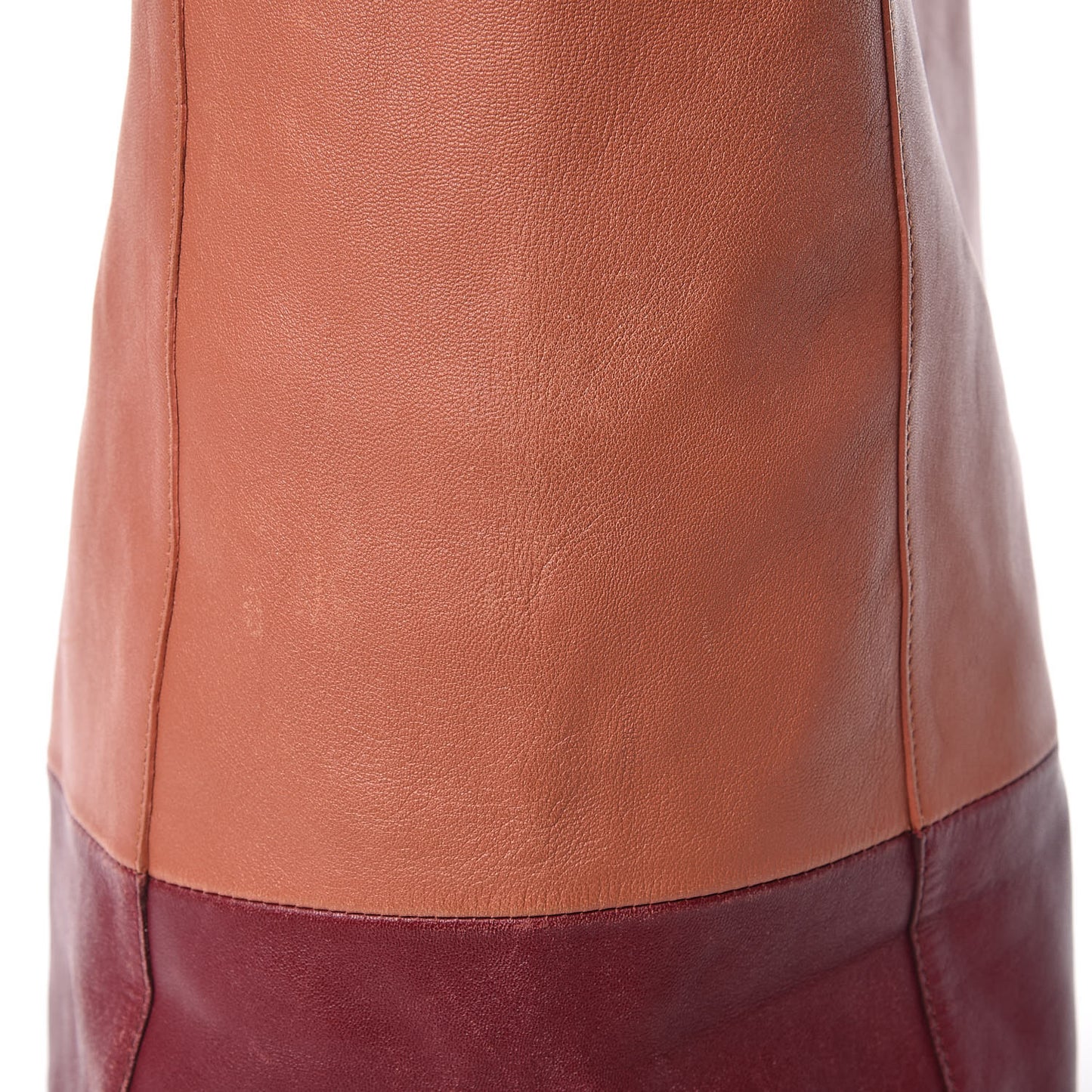 Lambskin Horizontal Bi-Color Cabas Peach Rust