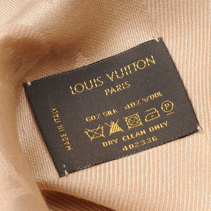 Louis Vuitton Silk Wool Monogram Rock Shawl Gold 4 of 4