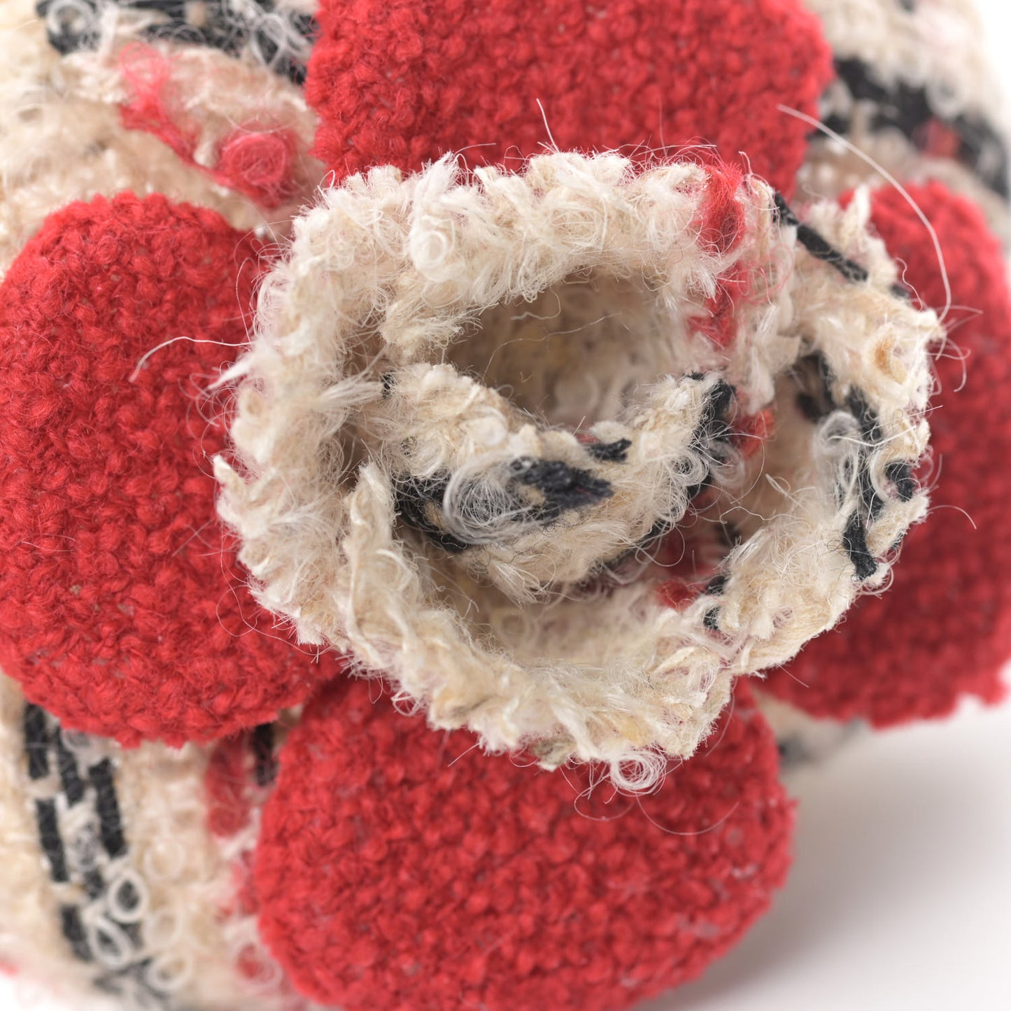 Tweed Camellia Brooch Red