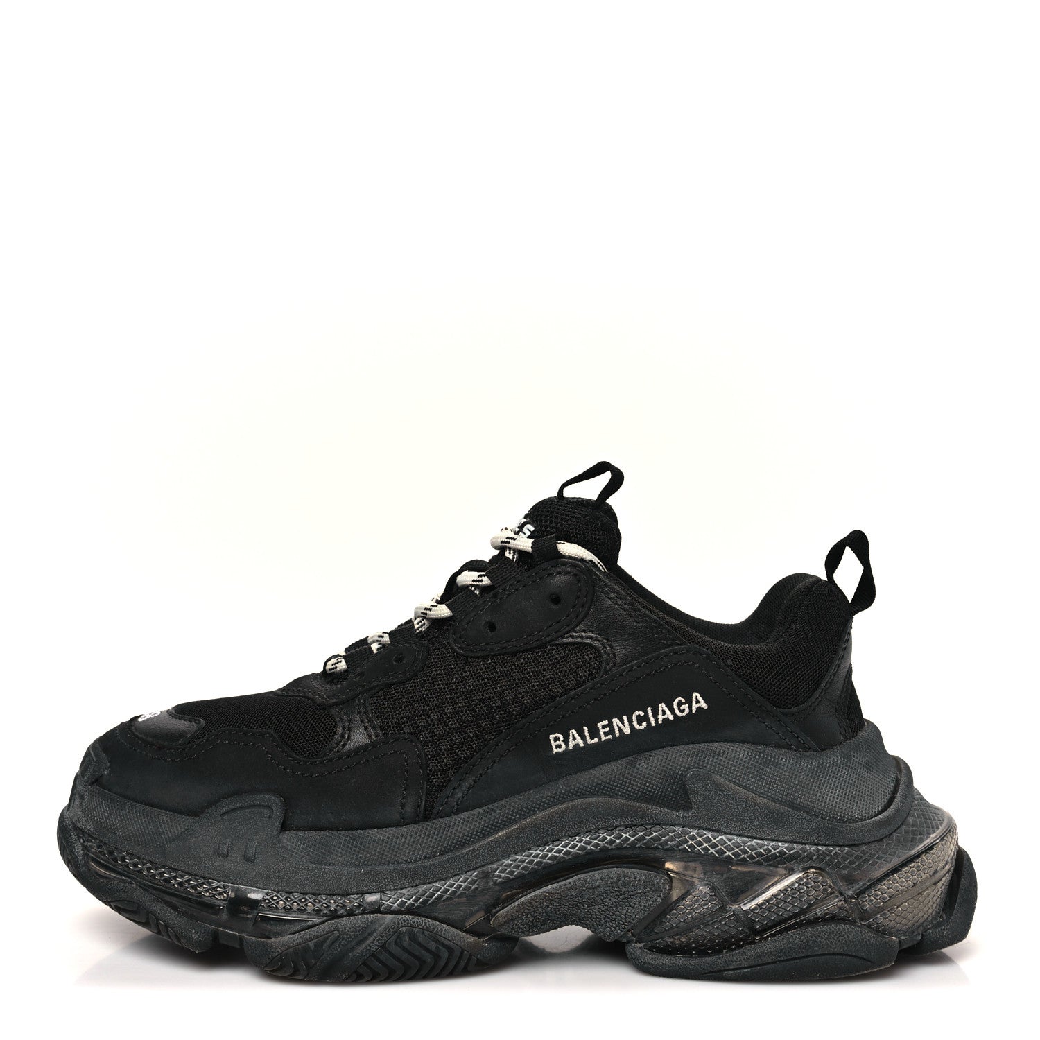 Balenciaga Fabric Mesh Clear Sole Womens Triple S Sneakers 38