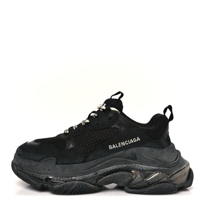 Balenciaga Fabric Mesh Clear Sole Womens Triple S Sneakers 38 Black 1 of 8