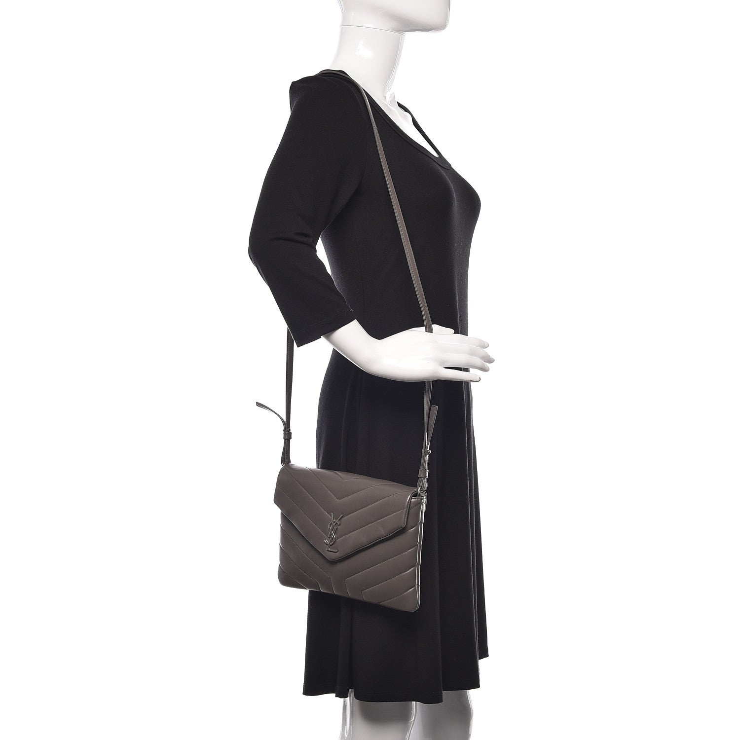 Saint Laurent Calfskin Y Quilted Monogram Loulou Flap Bag Earth 2 of 10