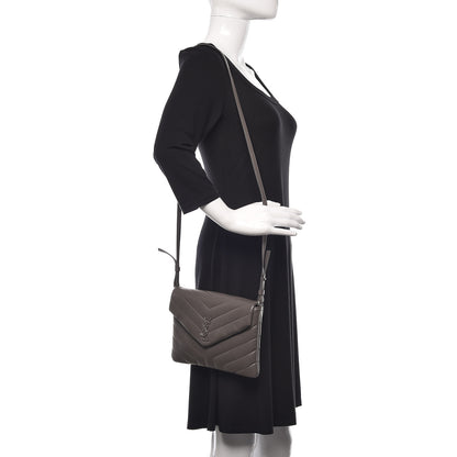 Saint Laurent Calfskin Y Quilted Monogram Loulou Flap Bag Earth 2 of 10