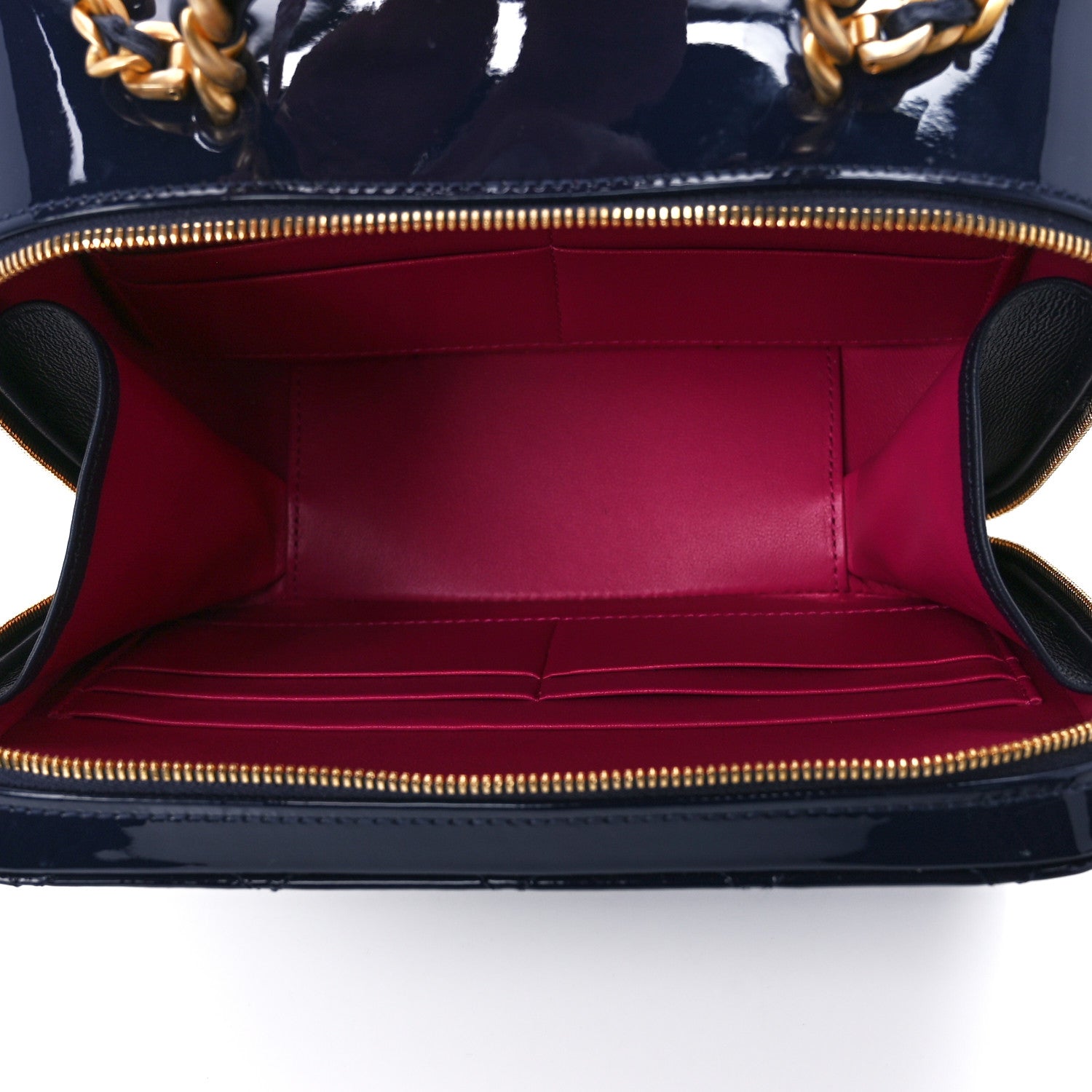 Chanel Patent Quilted Top Handle Vanity Case Navy Blue 5 of 11