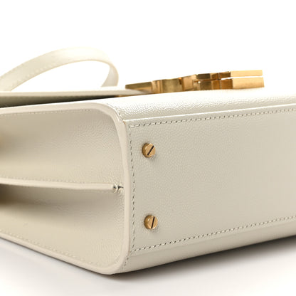 Saint Laurent Grain de Poudre Mini Classic Monogram Cassandra Top Handle Vintage White 9 of 10