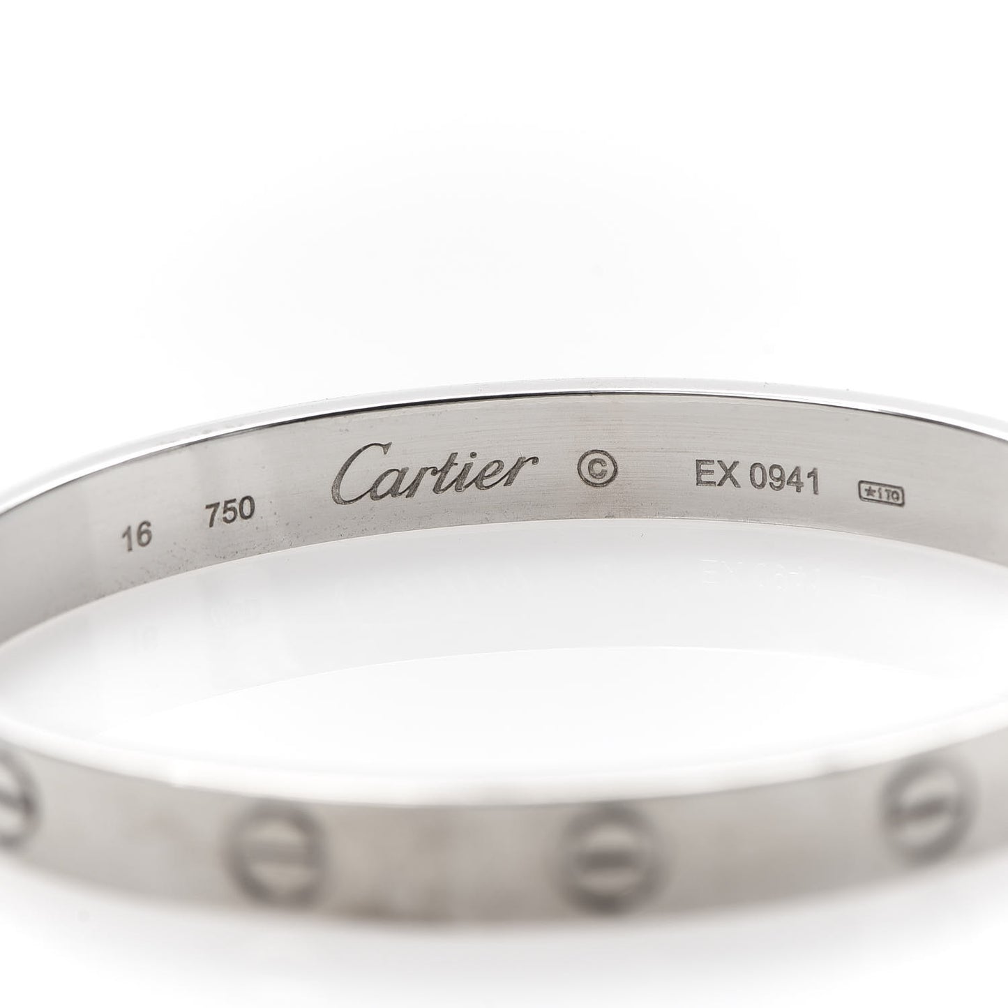 18K White Gold LOVE Bracelet 16