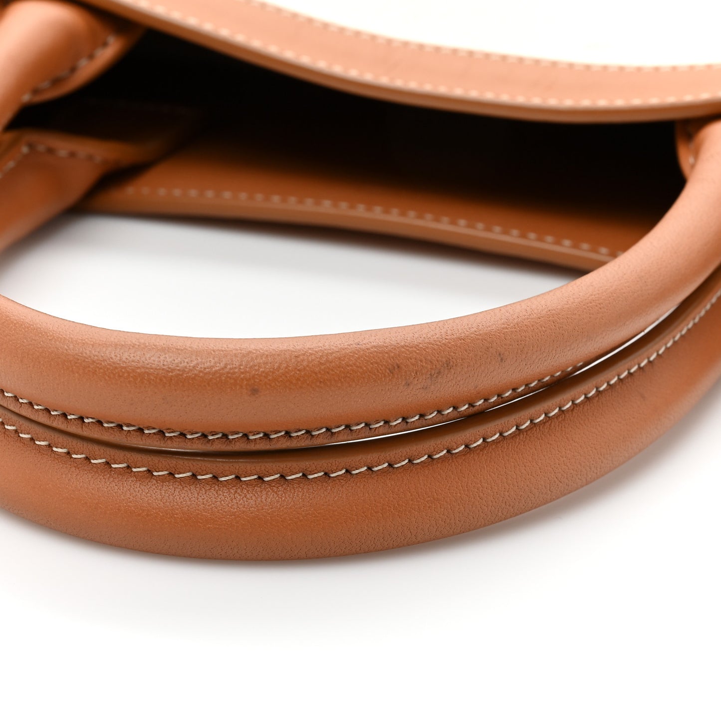 Canvas Calfskin Logo Print Small Vertical Cabas Natural Tan