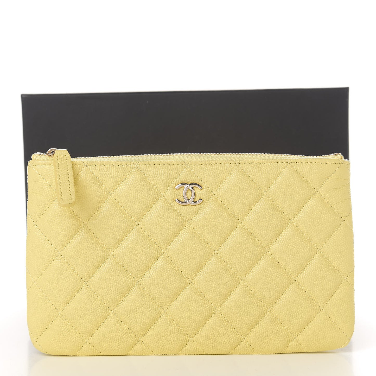Caviar Quilted Small Pouch Light Yellow