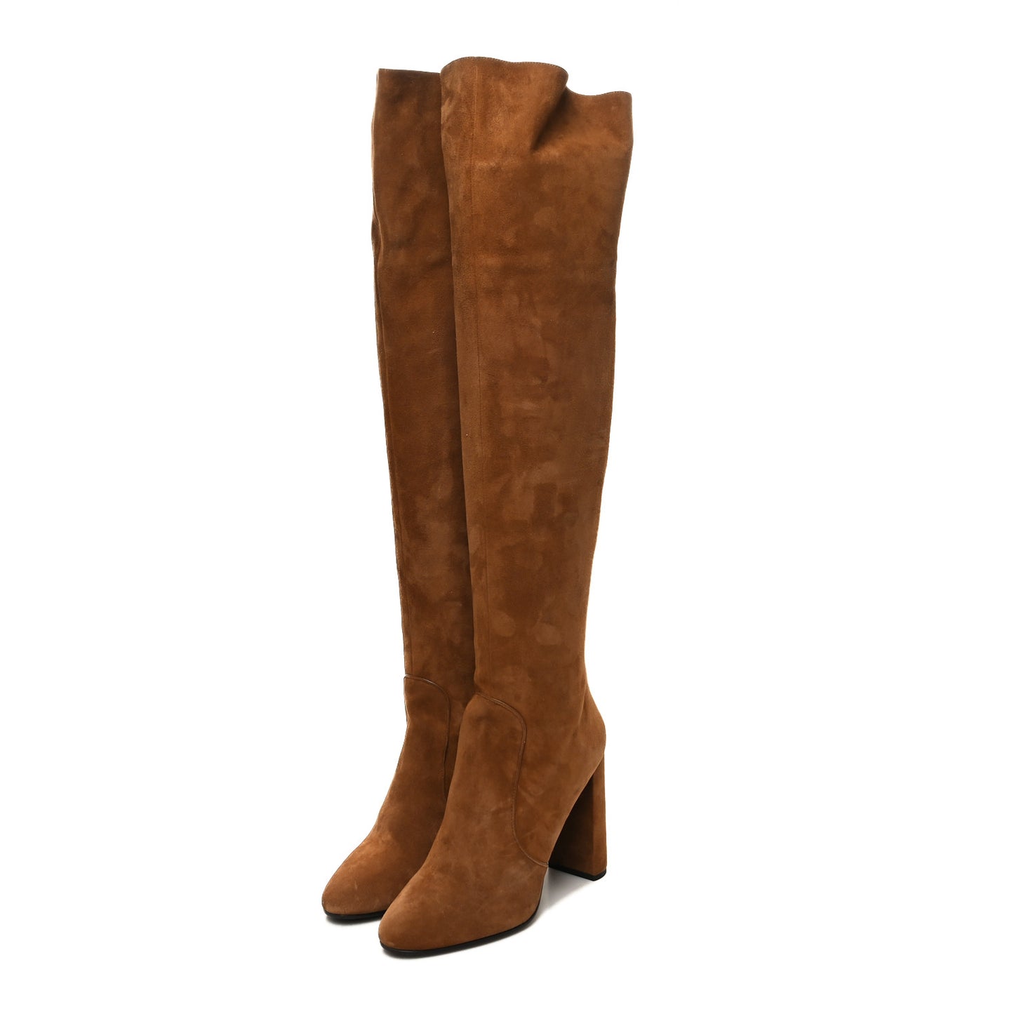 Suede Over The Knee Heeled Boots 39 Tan
