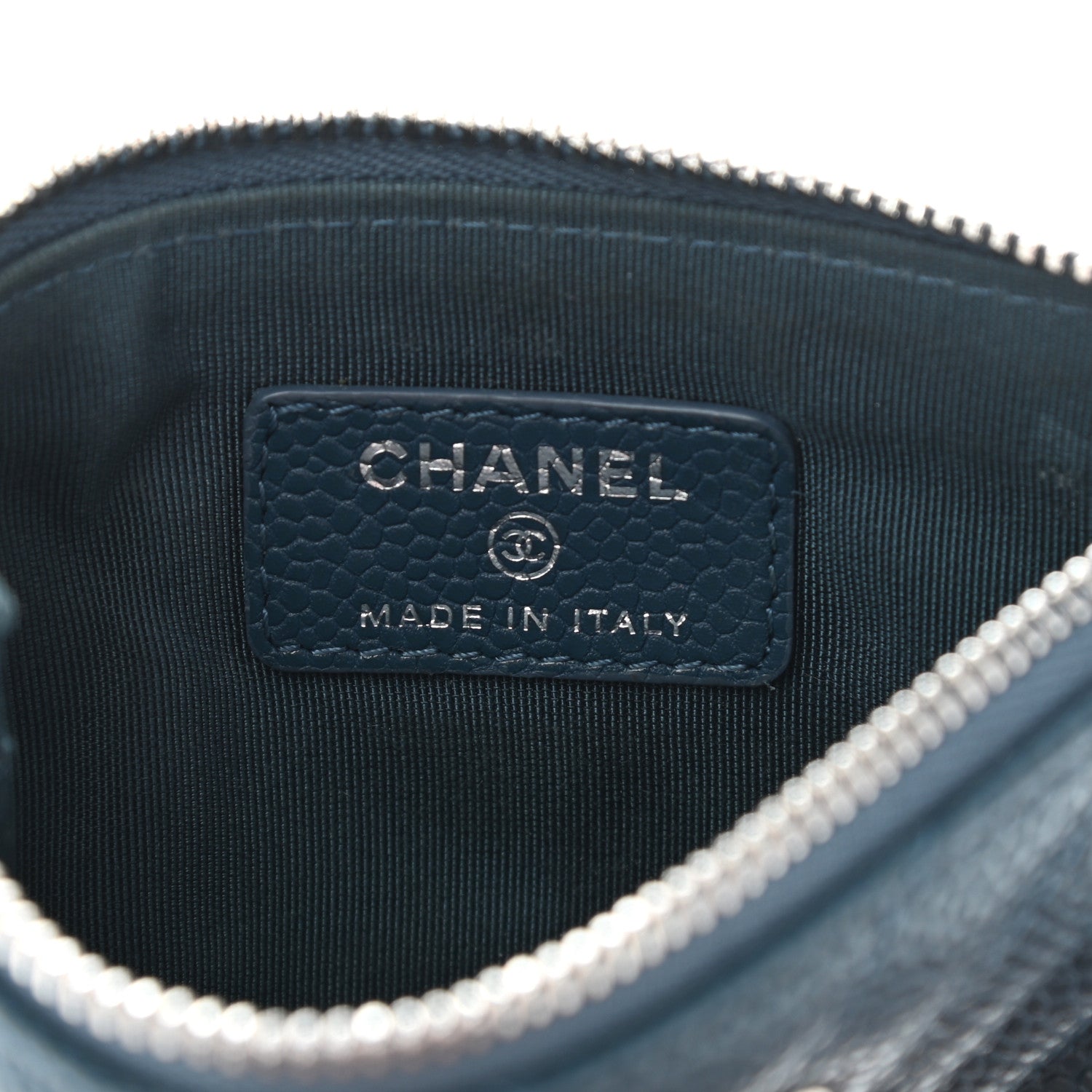 Chanel Caviar Chevron Quilted Small Cosmetic Case Blue 6 of 11
