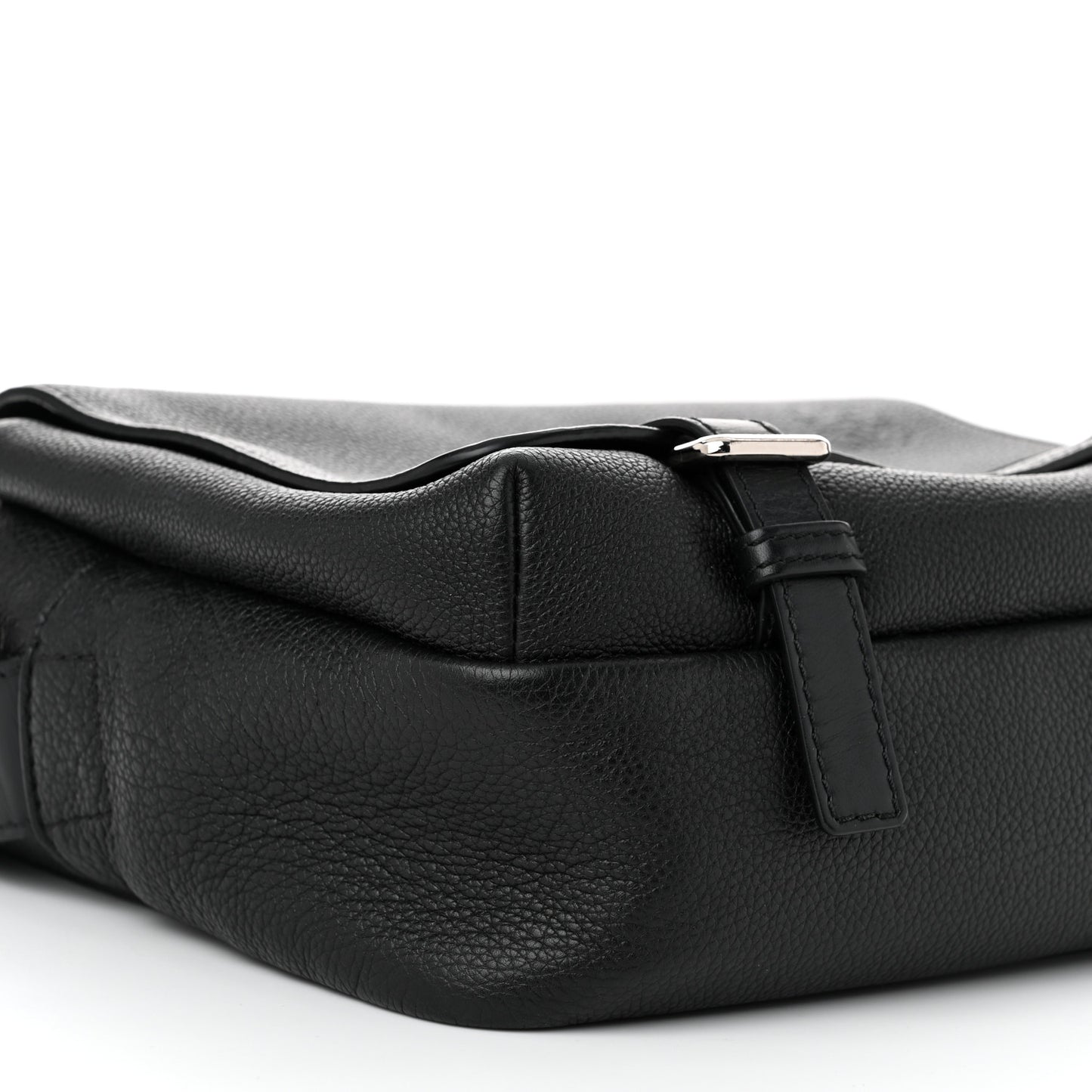 Soft Grained Calfskin Military Messenger Bag Black