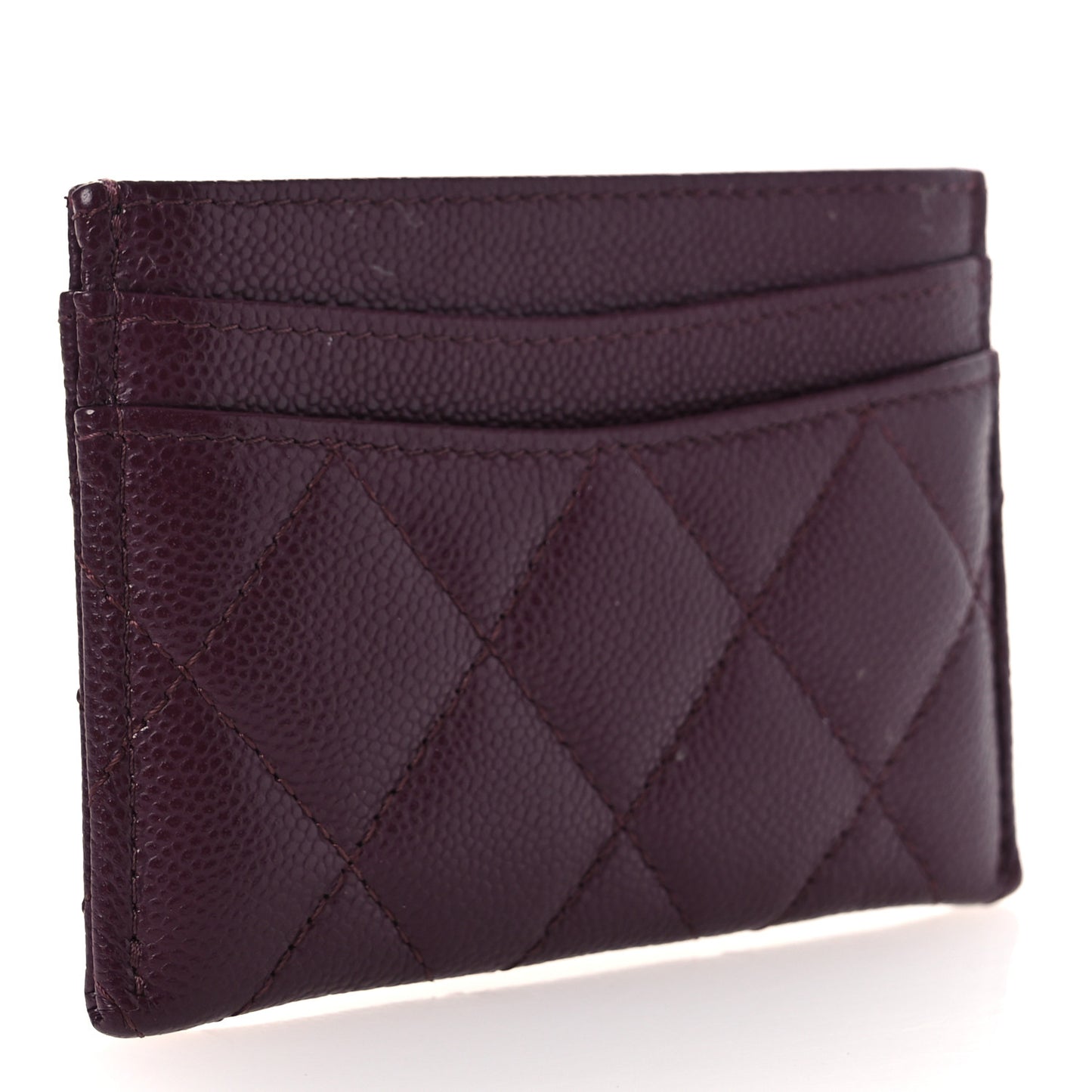 Caviar Quilted Card Holder Burgundy