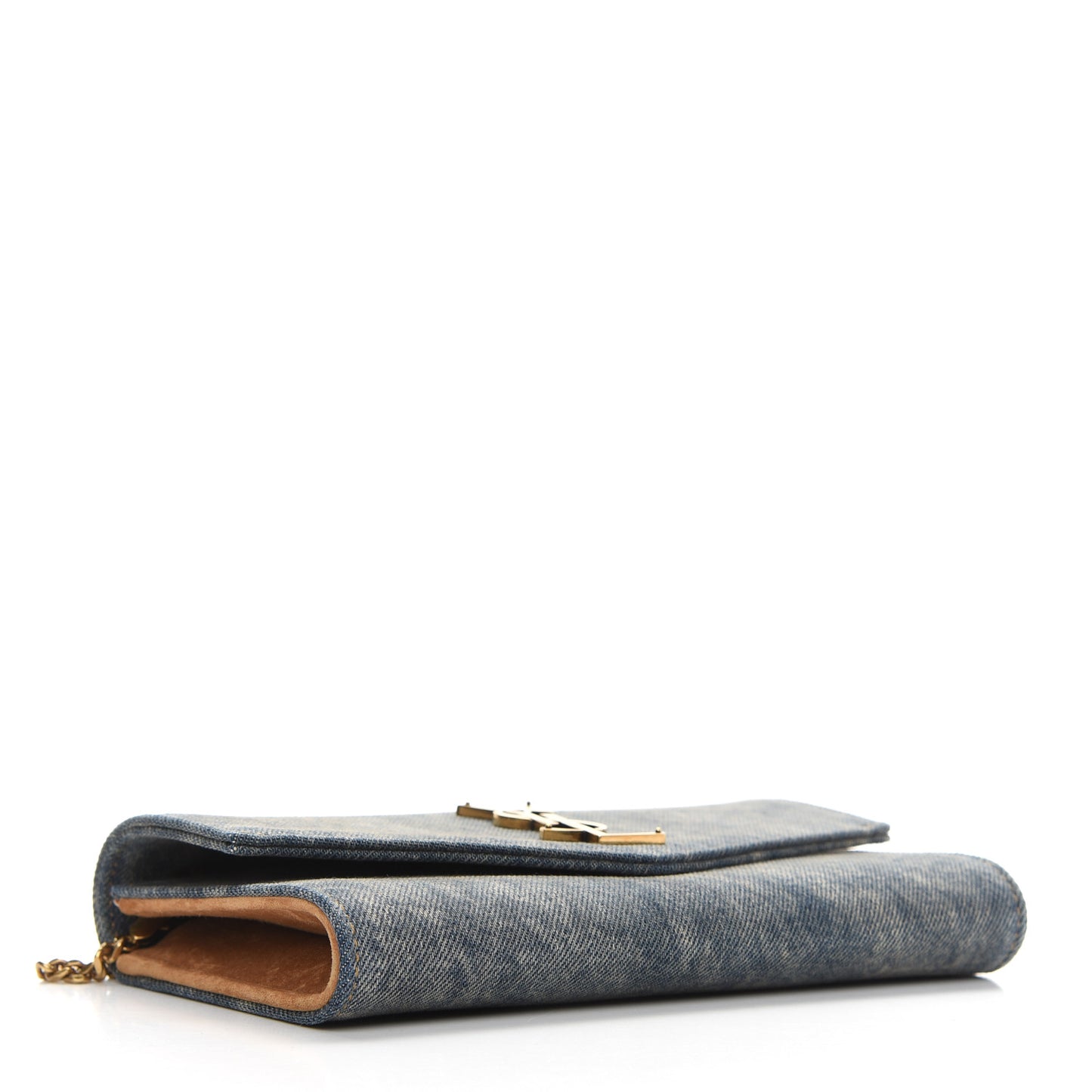 Denim Monogram Chain Wallet Rodeo Blue Cinnamon