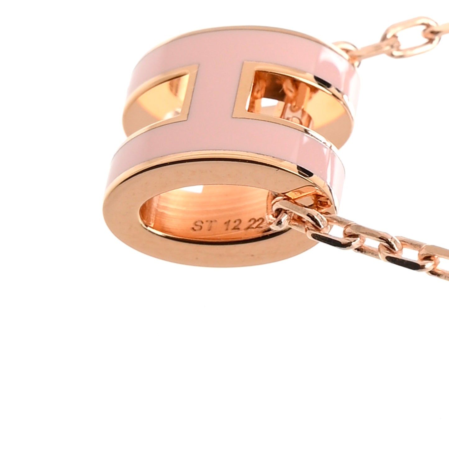 Lacquered Rose Gold Mini Pop H Pendant Necklace Rose Dragee