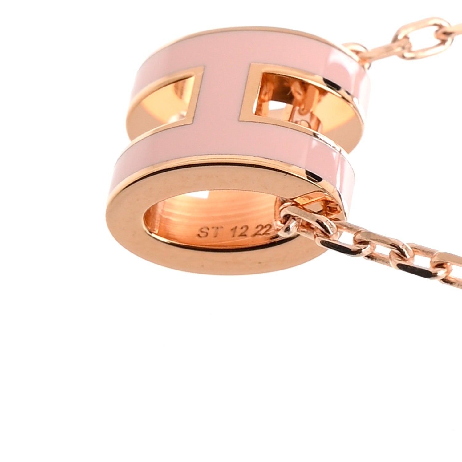 Hermes Lacquered Rose Gold Mini Pop H Pendant Necklace Rose Dragee 7 of 8