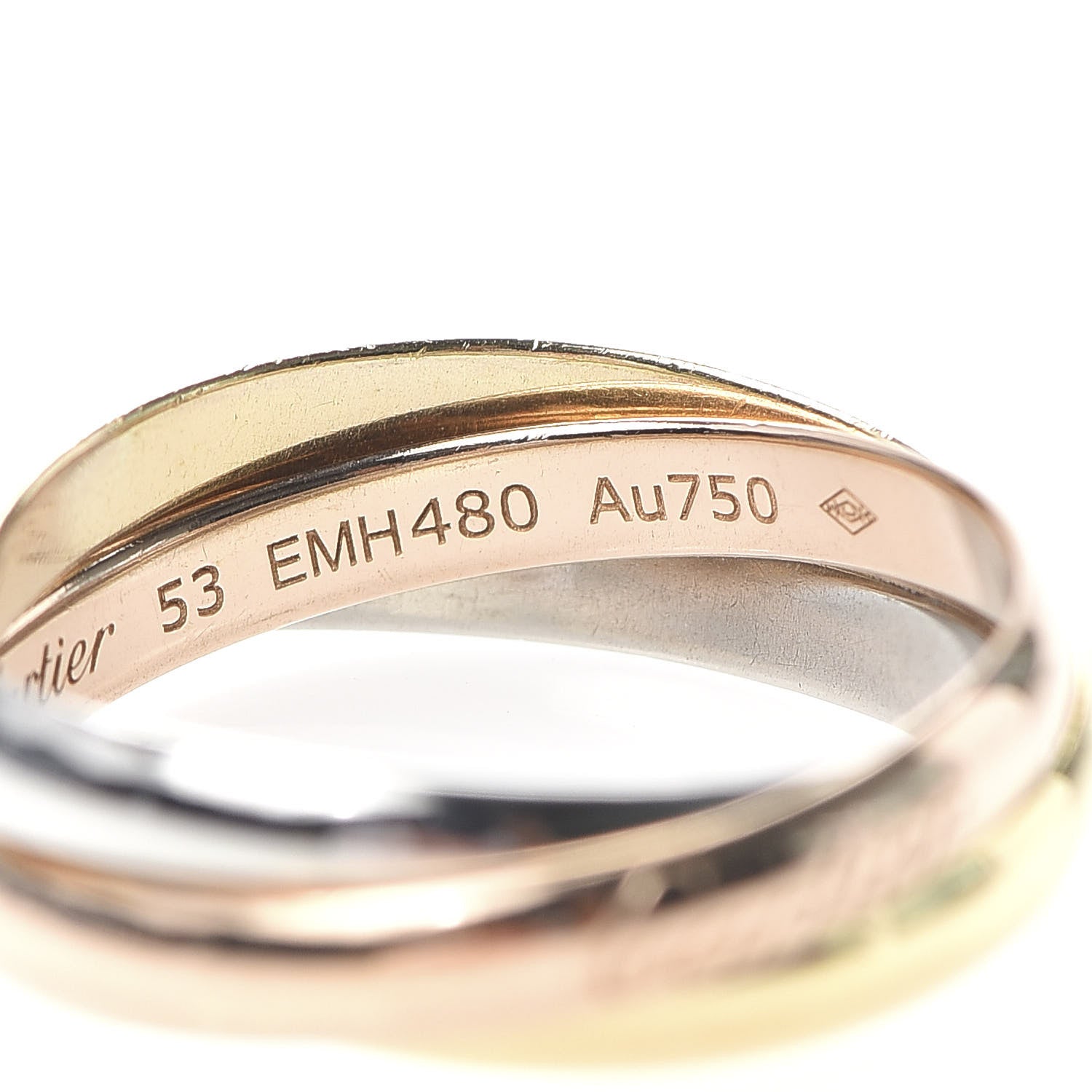 Cartier 18K Pink Yellow White Gold Small Trinity Ring 53 6.25 5 of 7