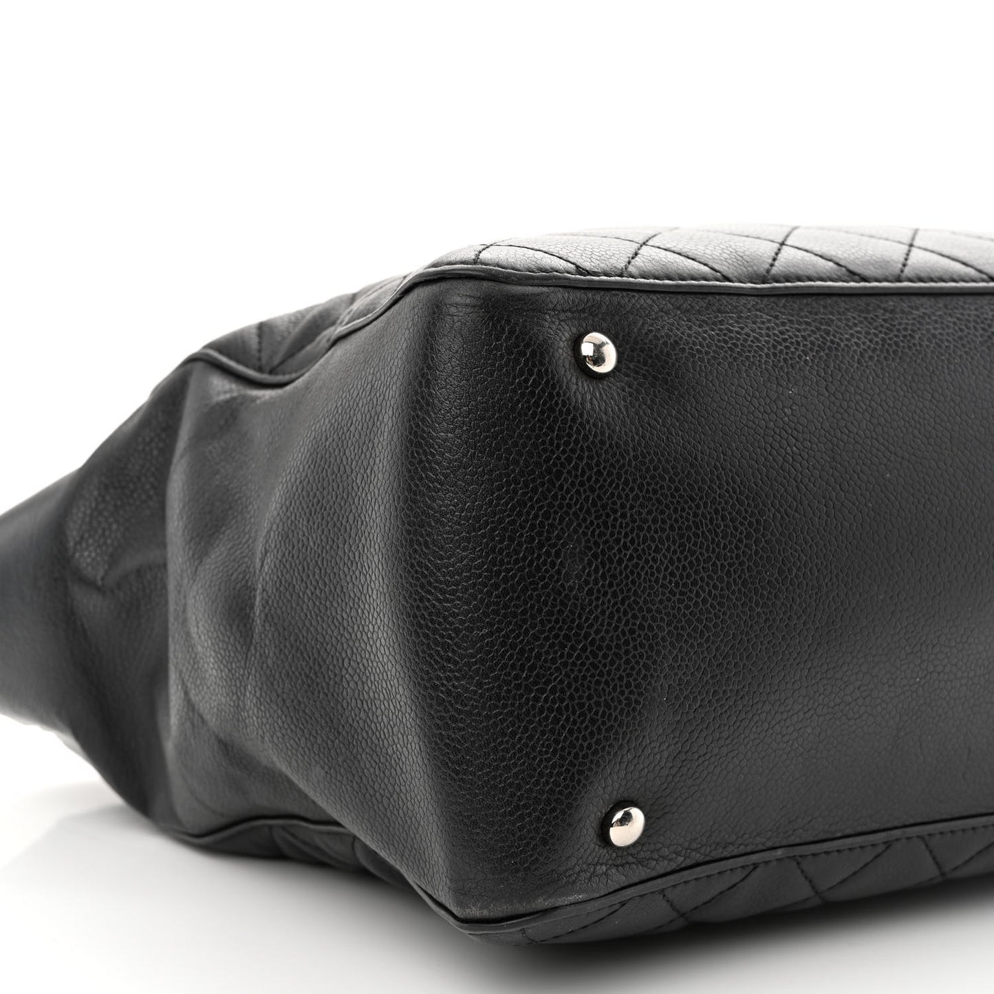 Caviar Quilted Large CC Box Shopping Tote Black