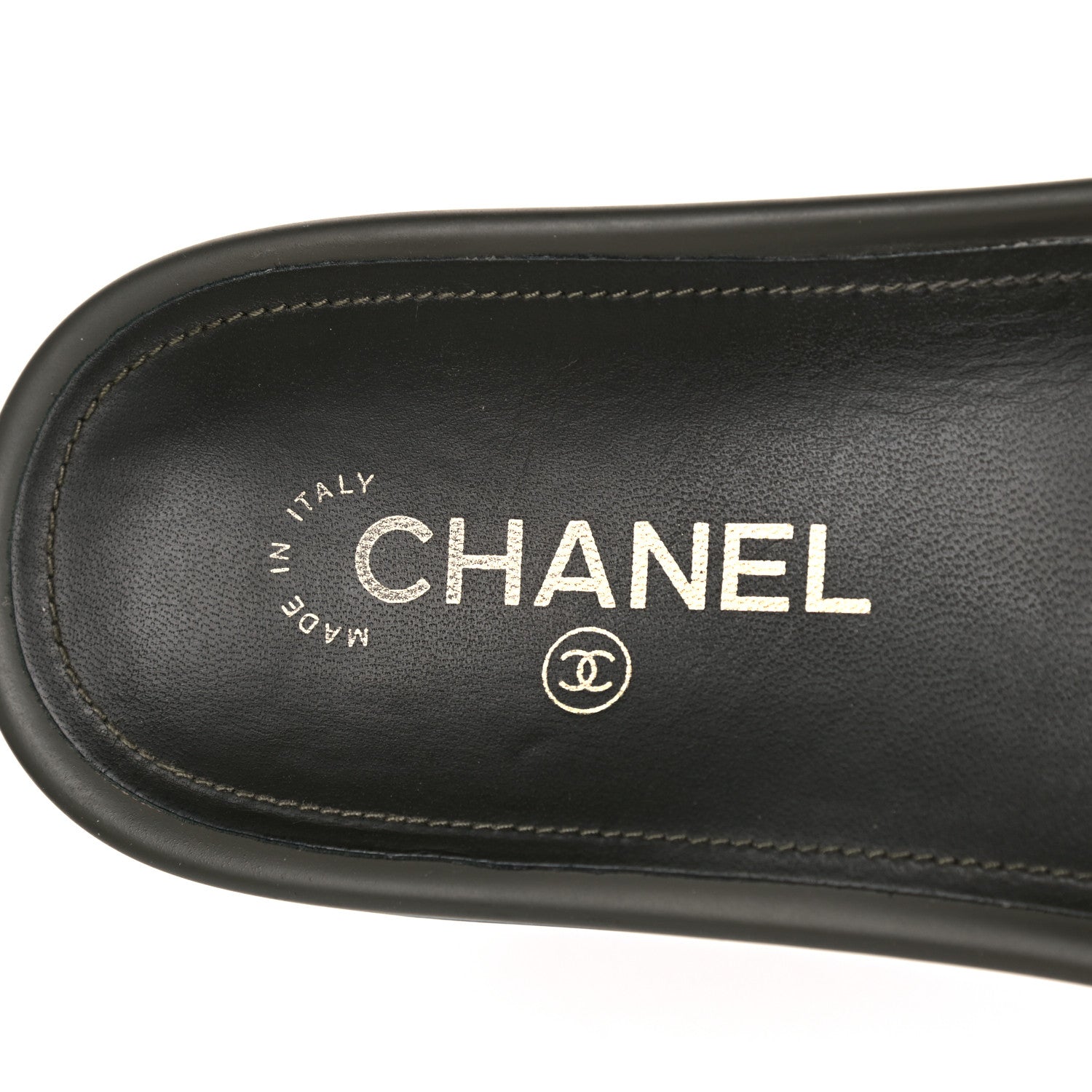 Chanel Canvas Chain Flat Sandals 39 Khaki 7 of 10