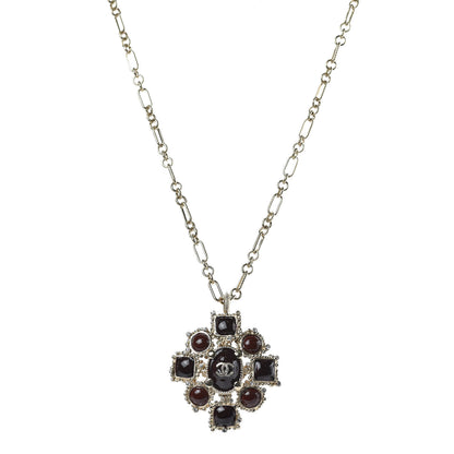 Chanel Gripoix Poured Glass CC Necklace Gold 1 of 5
