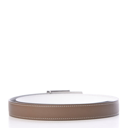 Hermes Epsom Swift 24mm Collier De Chien CDC Belt 80 White Etoupe 3 of 7