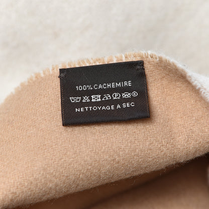 Hermes Cashmere Fringe Stole Camel White 5 of 5
