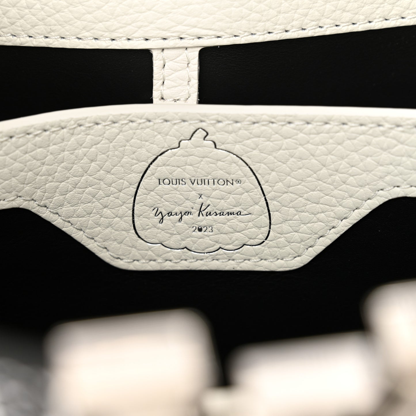 LV X YK Taurillon Psychedelic Capucines MM Black White