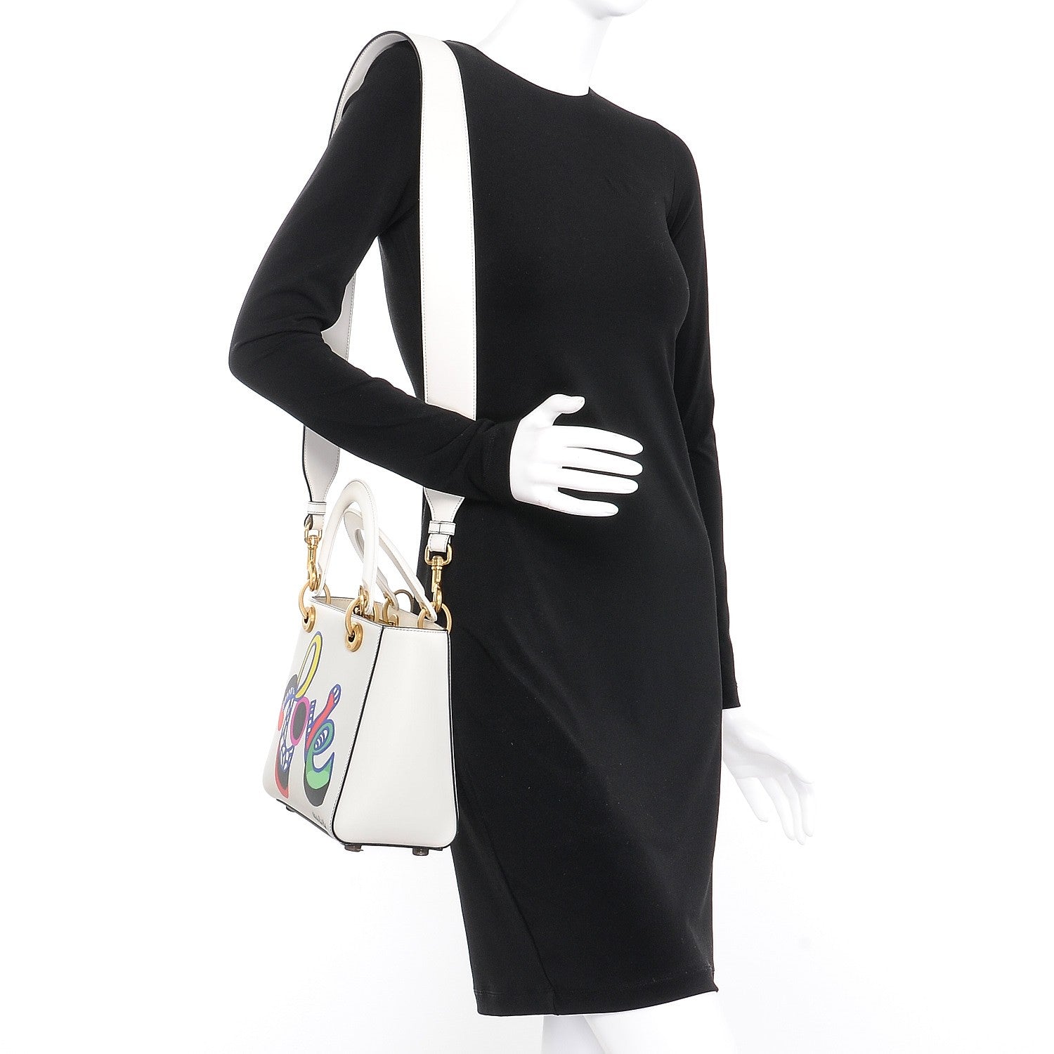 Christian Dior Calfskin Niki De Saint Phalle Love Medium Supple Lady Dior Off White 2 of 8