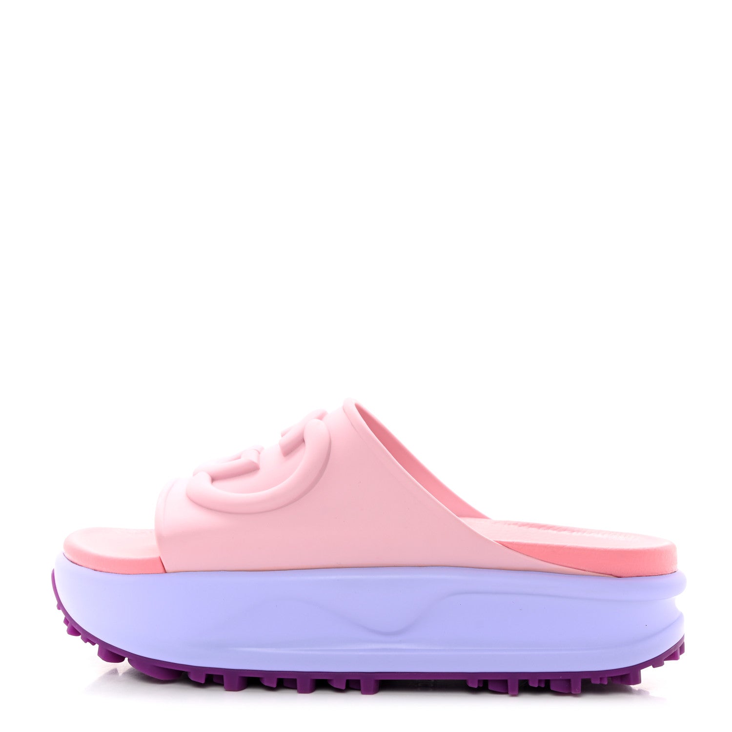 Gucci Soft Rubber Womens Interlocking G Platform 42mm Slide Sandals 40 Sugar Pink 1 of 9