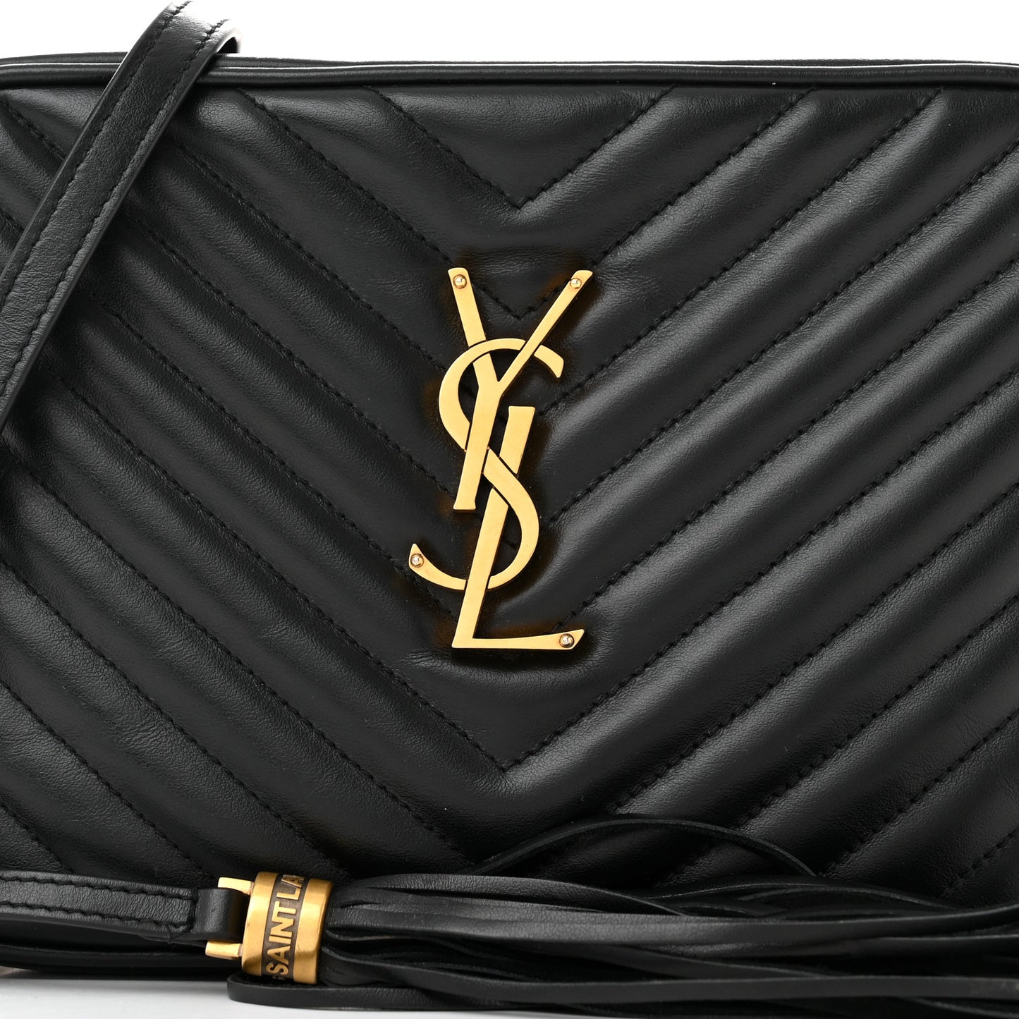 SAINT LAURENT Calfskin Matelasse Monogram Lou Camera Bag Black