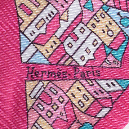 Hermes Silk Rive Droite Rive Gauche Twilly Rose Vif Turquoise Creme 7 of 9