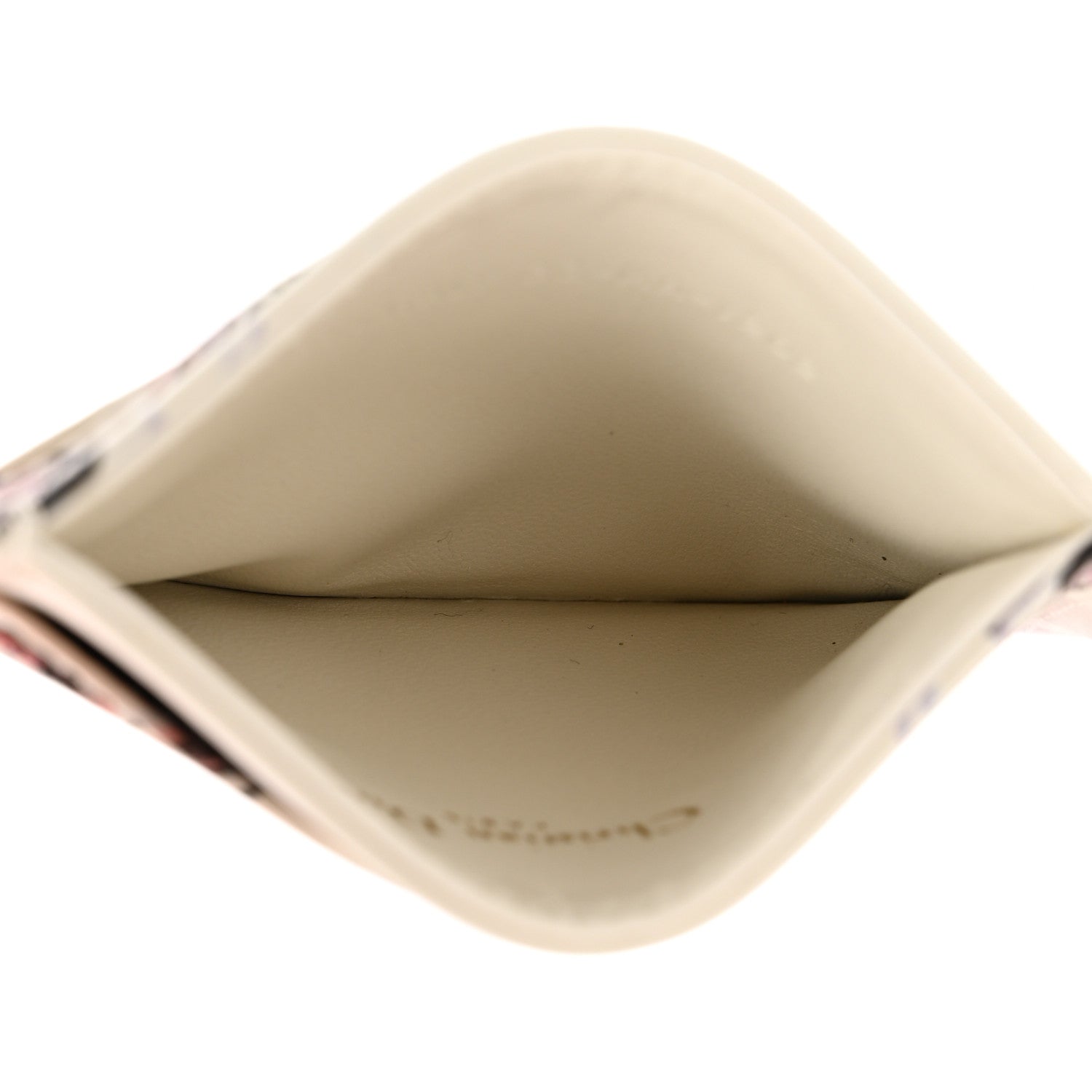Christian Dior Calfskin Caro Floral Five-Slot Card Holder White Multicolor 5 of 9