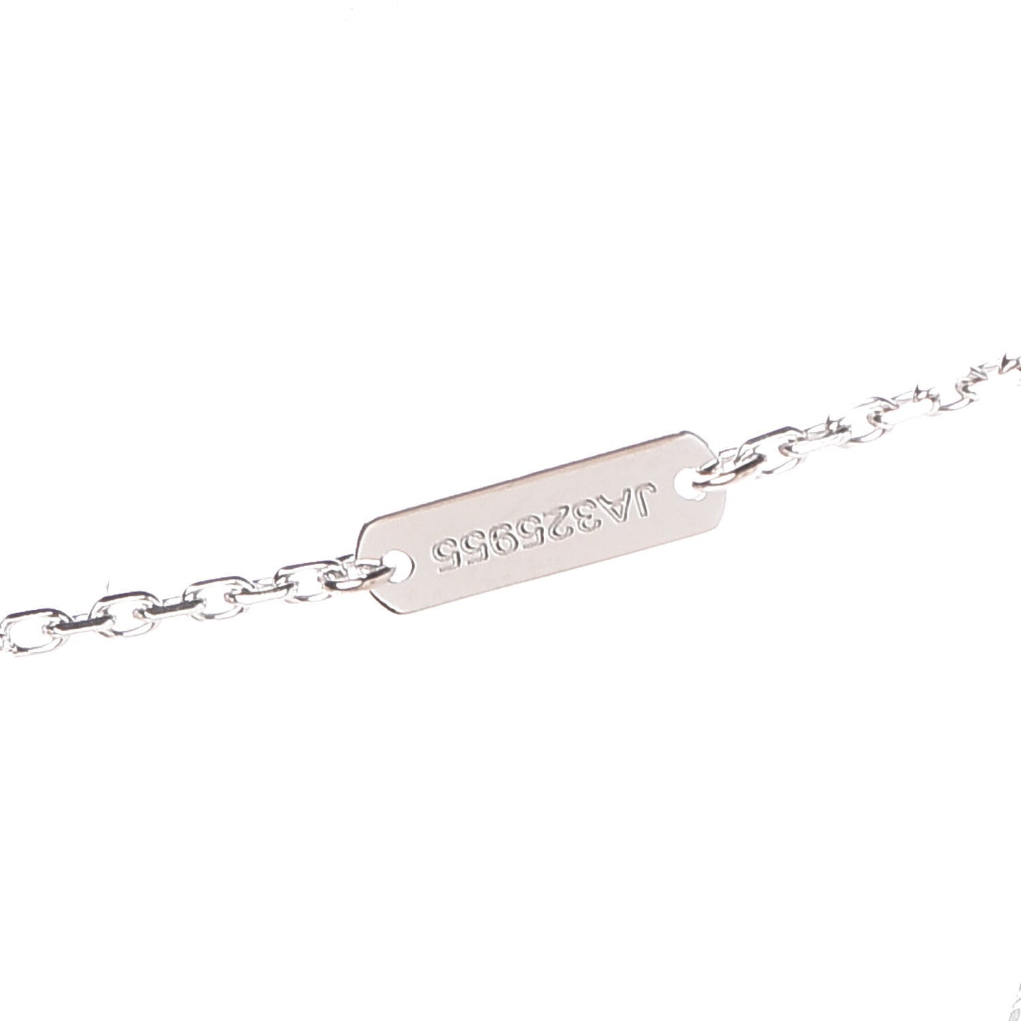 18K White Gold Mother of Pearl Vintage Alhambra Pendant Necklace