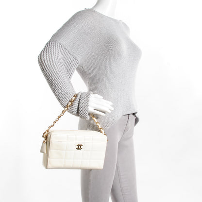 Chanel Patent Square Quilted Camera Case White 2 of 6