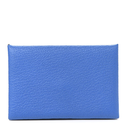 Hermes Chevre Chandra Calvi Card Case Bleu Zanzibar 1 of 7