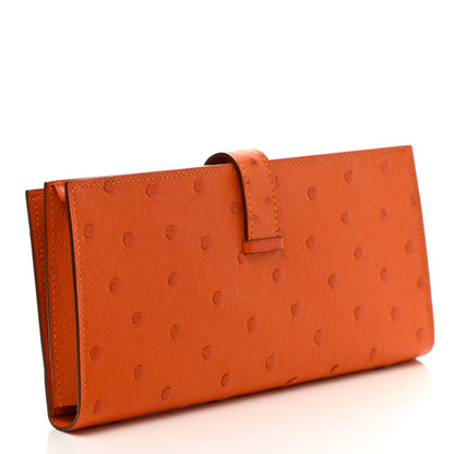 Hermes Ostrich Bearn Gusset Wallet Orange 3 of 7