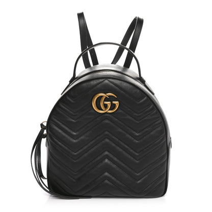 Gucci Calfskin Matelasse GG Marmont Dome Backpack Black 1 of 11